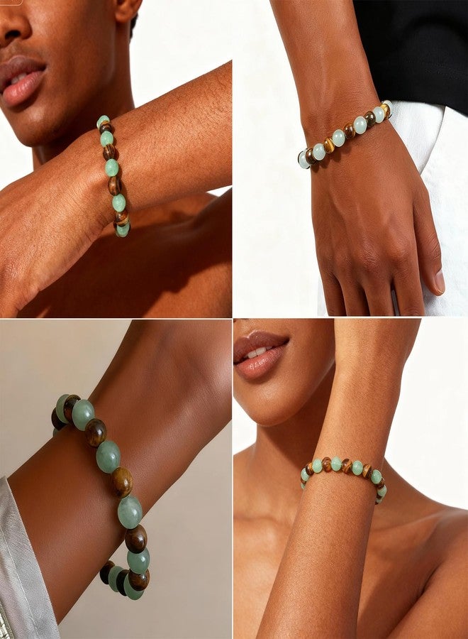 72ore Crystal Money Bracelets Wealth for Women Good Luck Charms Green Jade Beaded Bracelet Tiger Eye Trendy Jewelry Gifts Sister Husband Boyfriend Birthday Valentines Day Gifts - Image 2